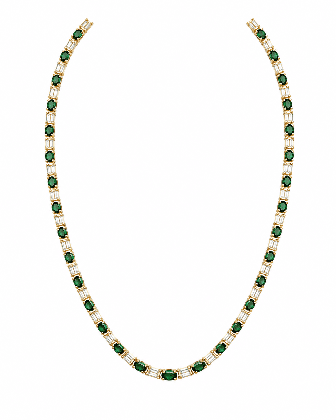 Alternating Diamond Emerald Cuts with Green Emerald ovals - Image 2