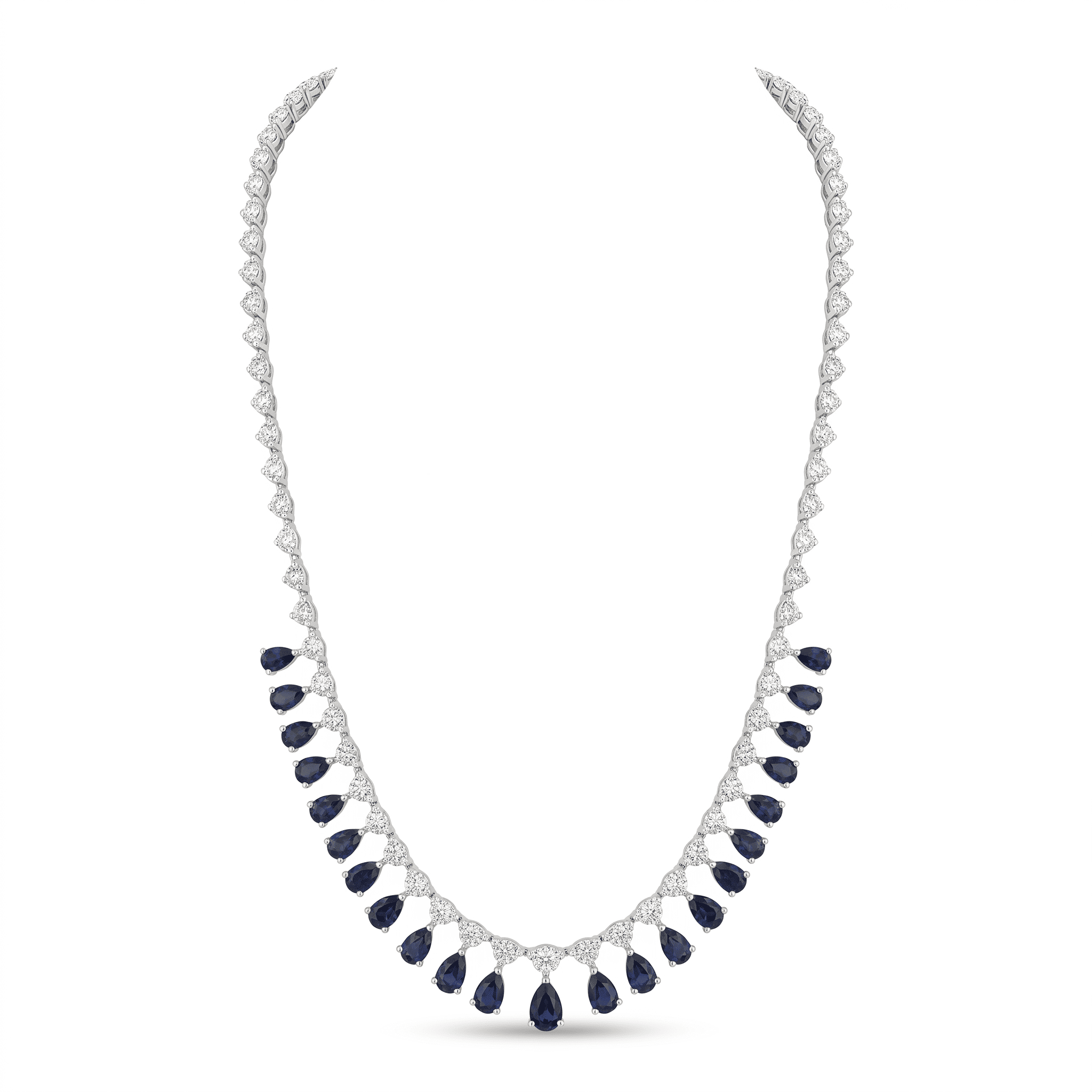 Fancy Blue Saphires and Diamonds Necklace - Image 2