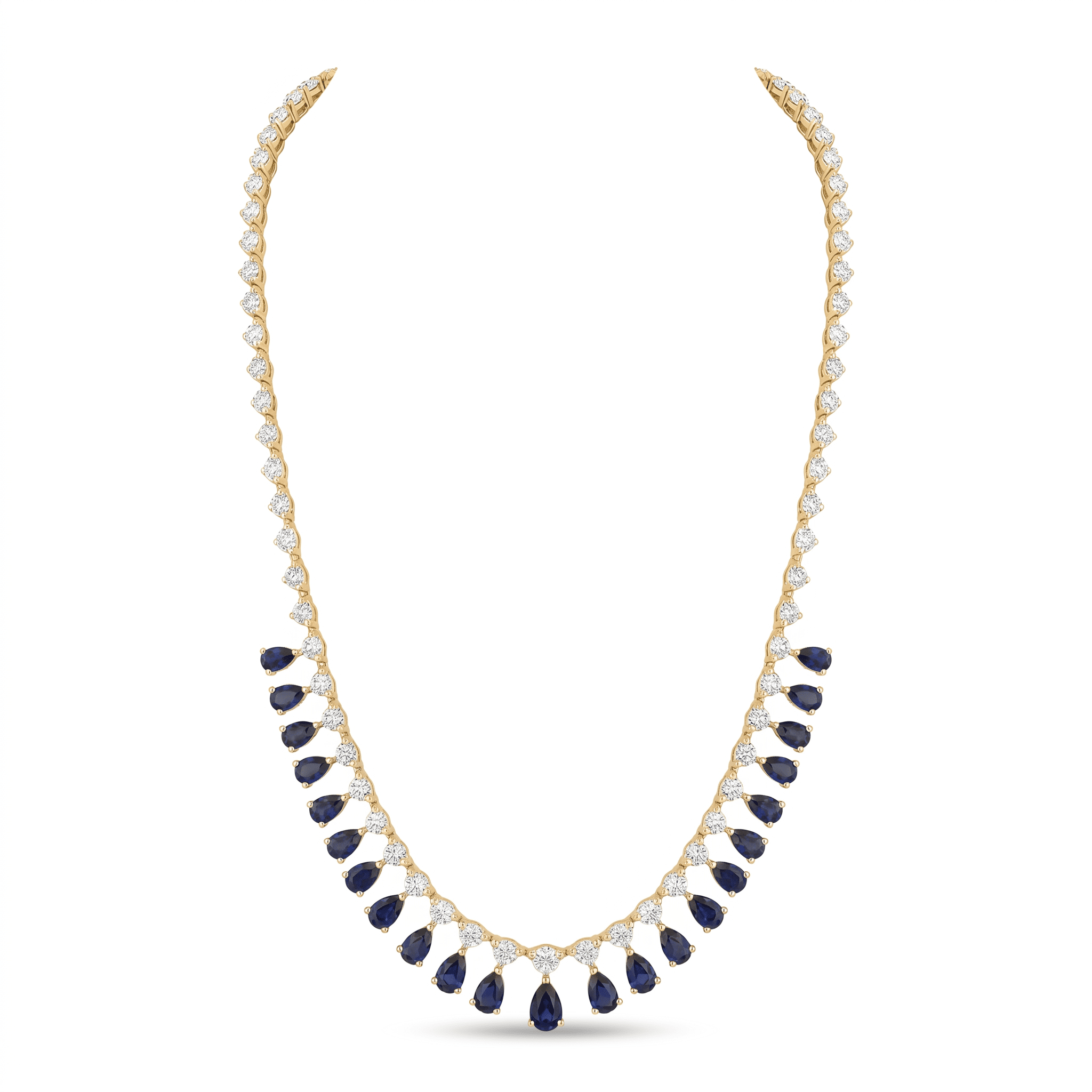Fancy Blue Saphires and Diamonds Necklace - Image 3
