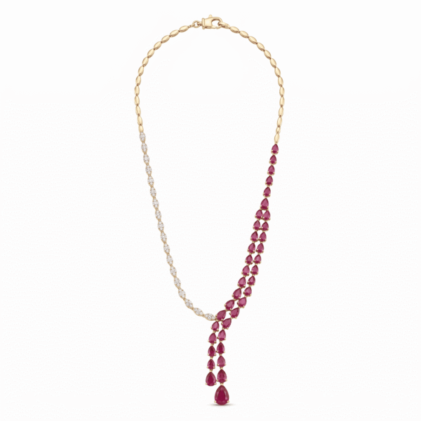 Lariat Necklace with Rubies and Diamonds