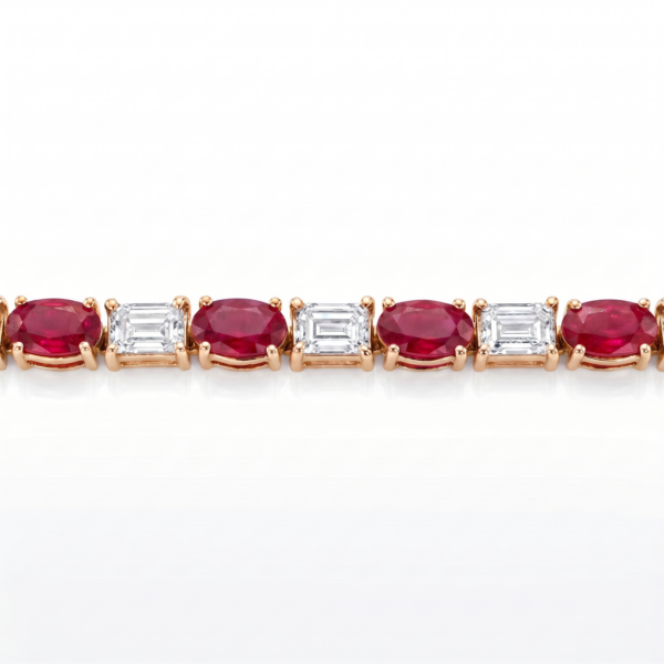 Oval rubies with Emerald Cut Bracelet