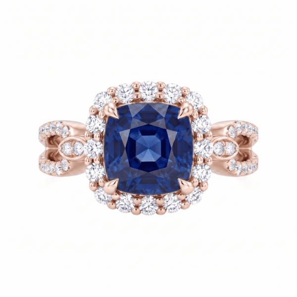 Cushion Cut Blue Saphire Ring