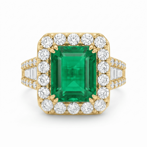 Green Emerald Cut Ring