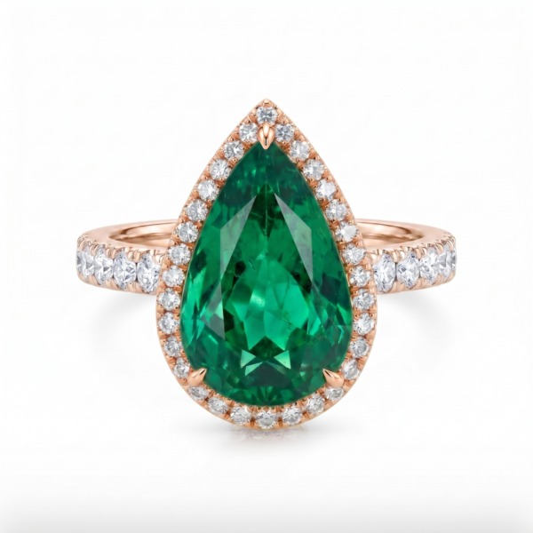 Green Emerald Pear Shape Ring