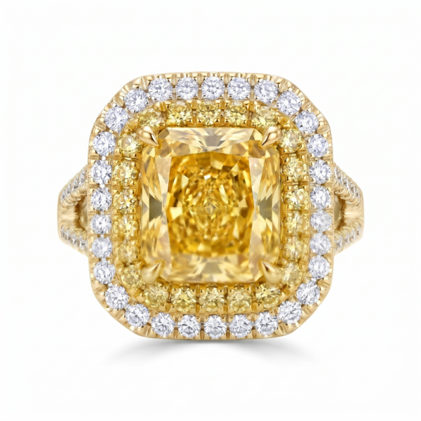 Fancy Yellow Cushion Cut Ring