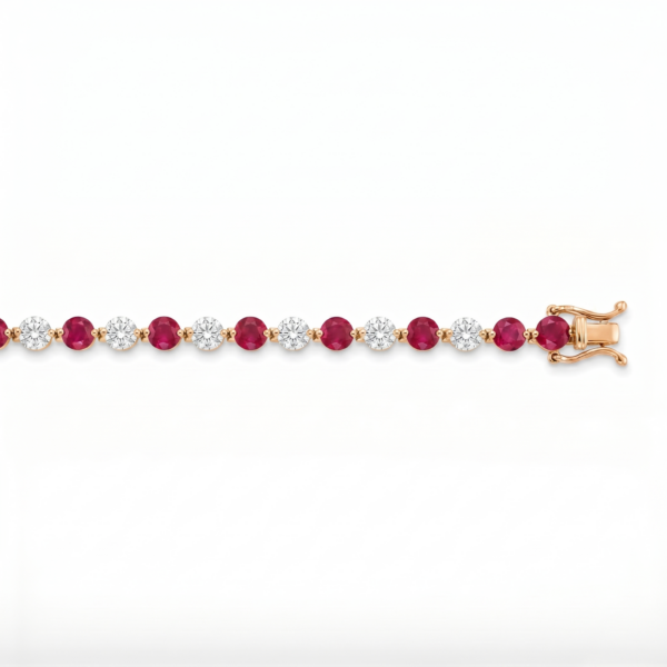 Alternating Ruby and Diamond Bracelet