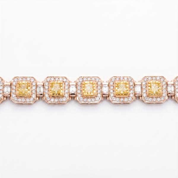 Fancy Yellow Cushion Cut Diamond Bracelet