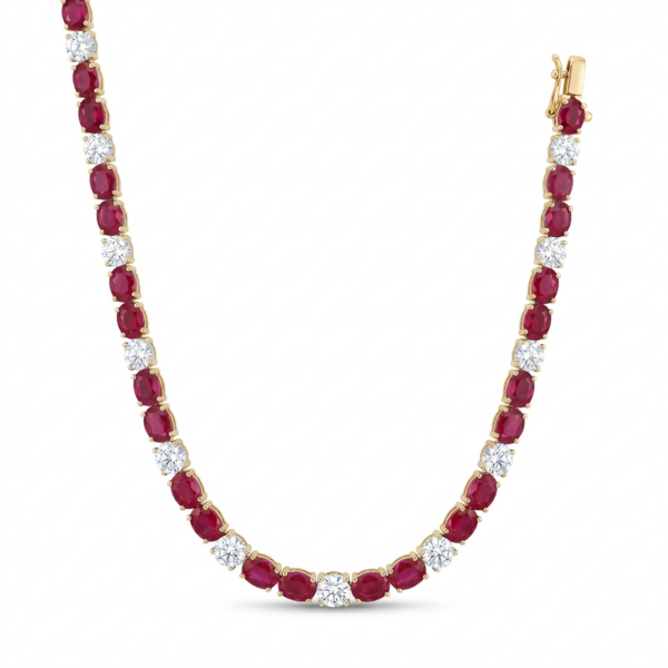 Oval Rubies and Diamonds Necklace