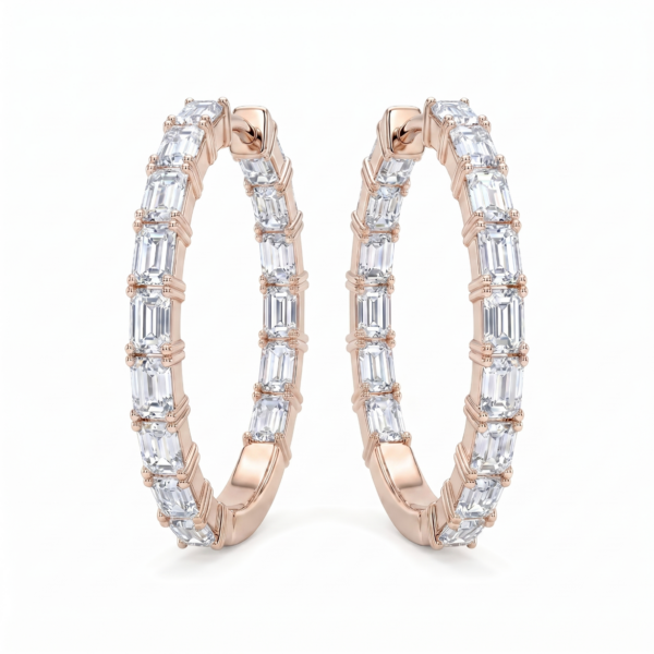 Emerald Cut Hoop Earrings